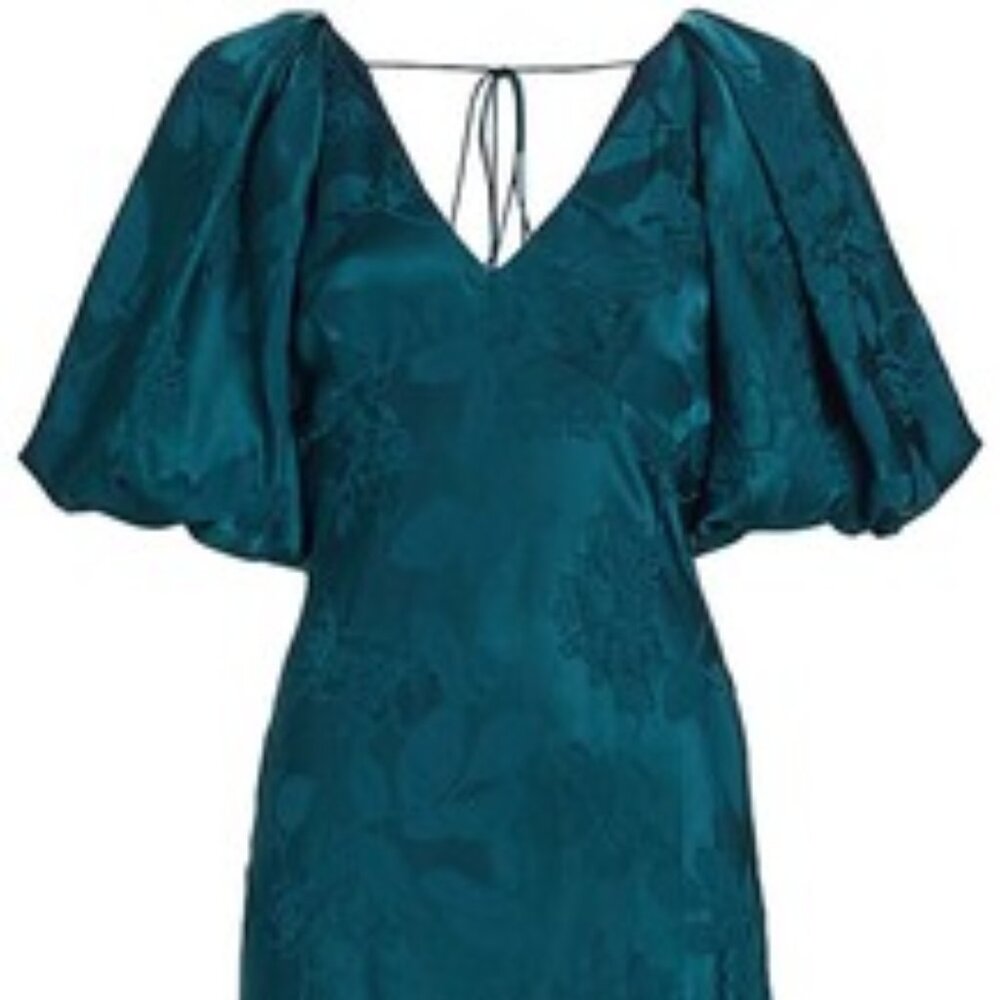 ML Monique Lhuillier Silk Jacquard Floral Midi Dress